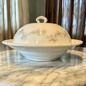 VTG Antique Theodore Haviland Limoges Floral Porcelain Round Covered Butter Dish